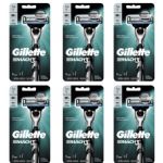 Gillette Mach3 Razor Handle + 1 Refill Cartridge, 6 Pack